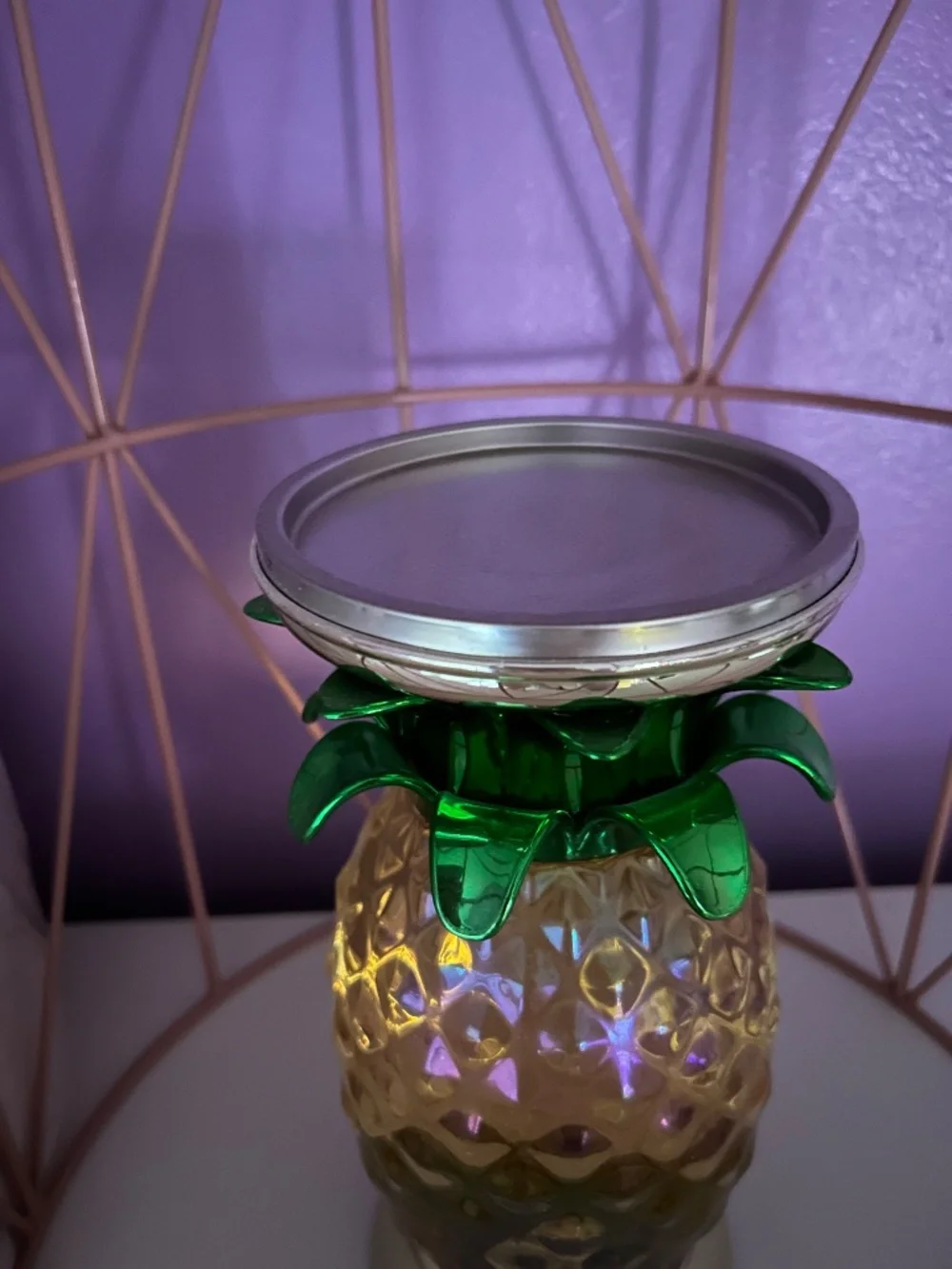 🍍🍍BBW Pineapple Water Globe Light Up Candle Holders 3 Wick - Picture 4 of 4